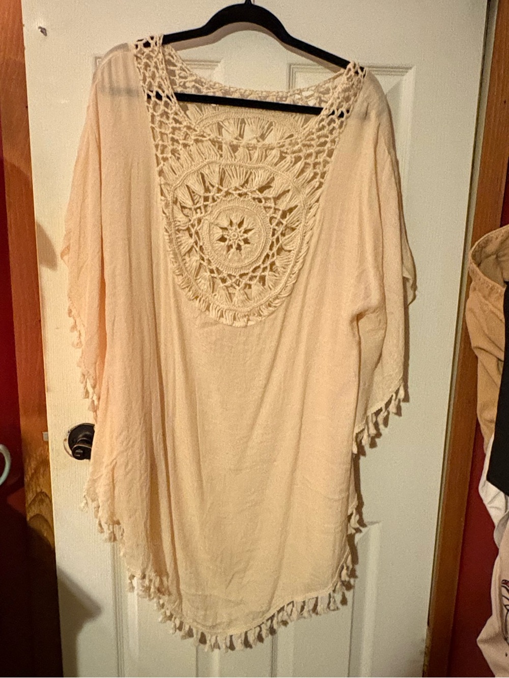 Cream Crochet Poncho